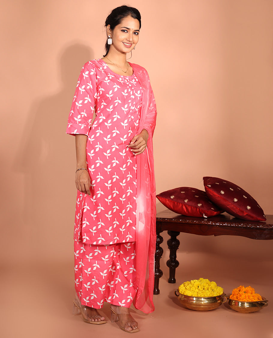 Pink Rayon Readymade Suit