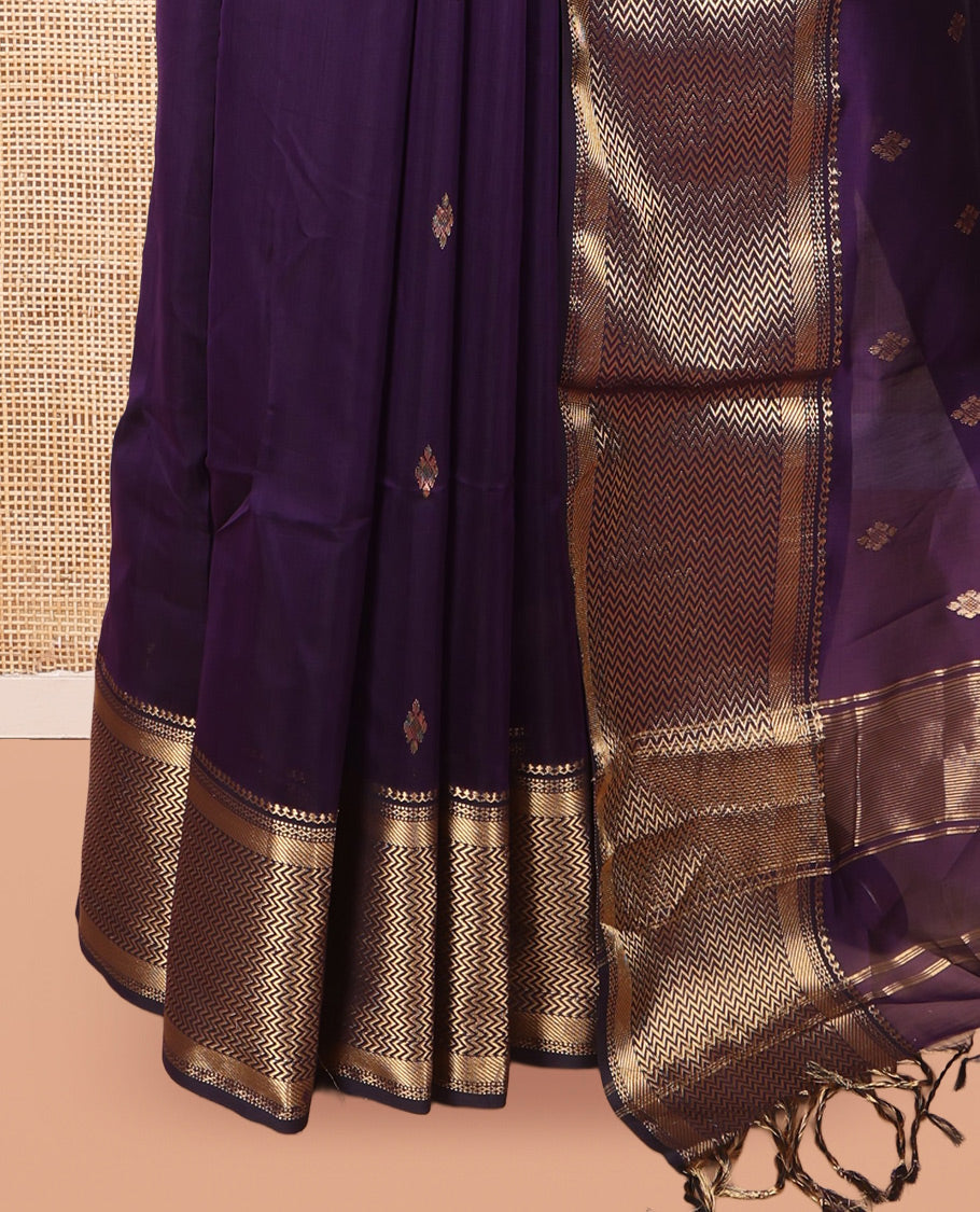 Purple Maheshwari Cotton Saree