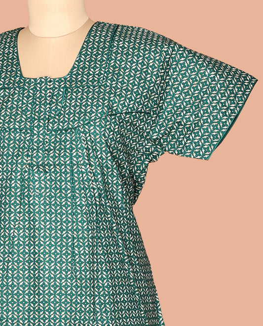 Green Cotton-Blended Nighty