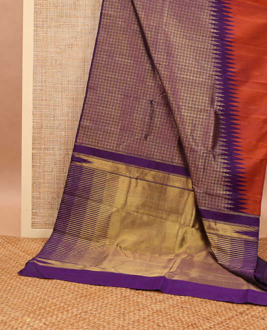 Borderless Multi-color geometric design kancheepuram silk saree with bhavanji design pallu