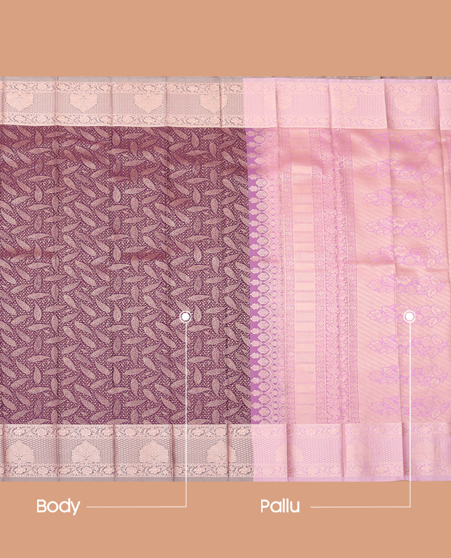 Purple Budget Silk Saree, Finely Crafted with Jacquard Design, Complemented by Contrast Traditional Zari Border, a Grand Pallu and a Contrast Blouse