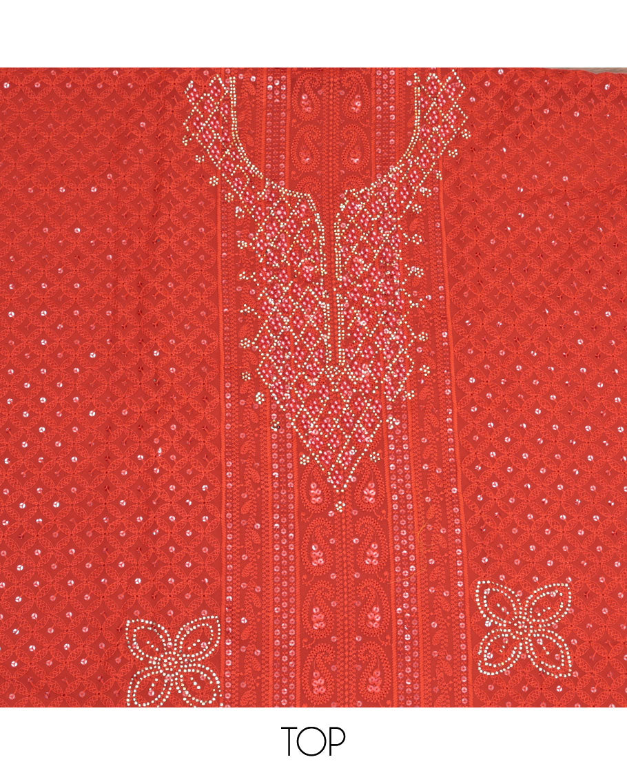 Orange Georgette Material Chudidar Set