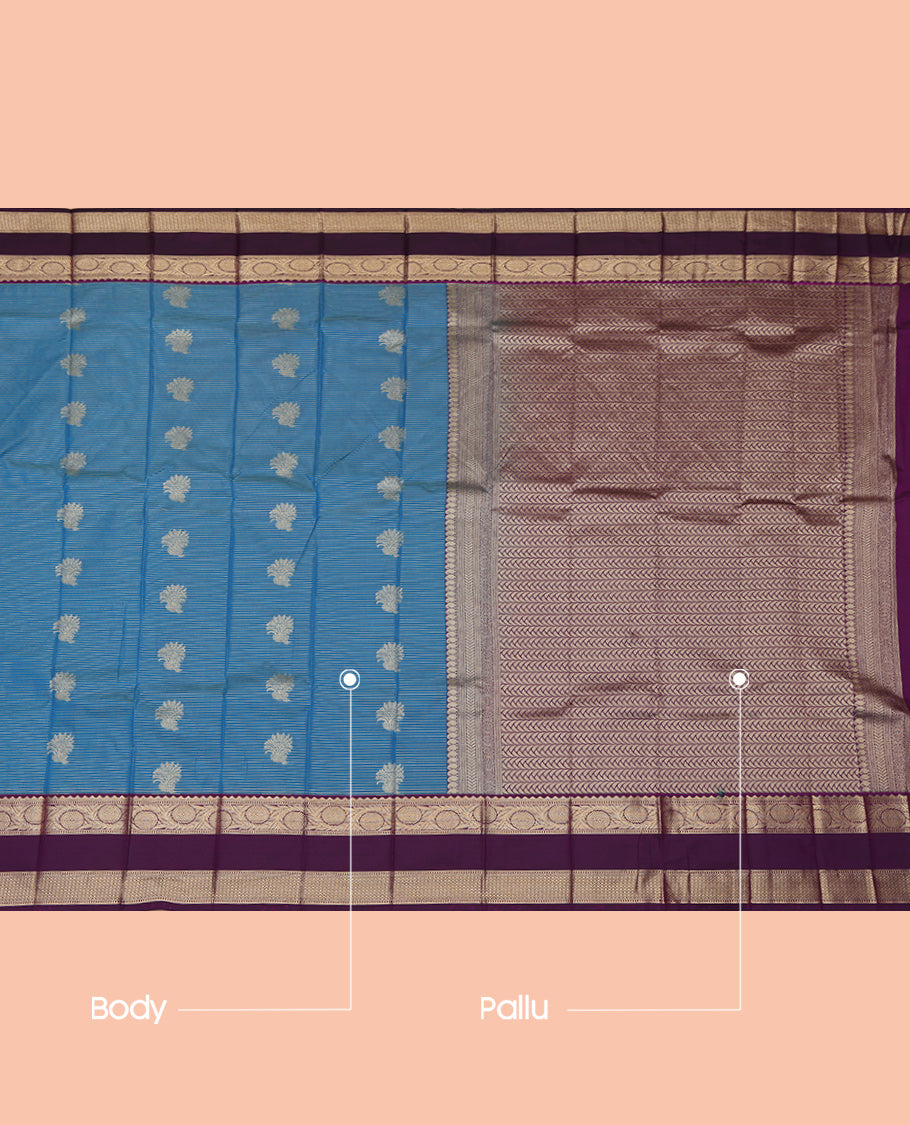 Blue Rettai Pattu Border Budget Silk Saree
