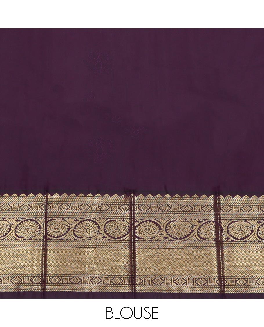 Red Budget Silk Saree, Graced with Zari Buttas, Complemented by Contrast Traditional Zari Border, Grand Pallu, and Contrast Blouse