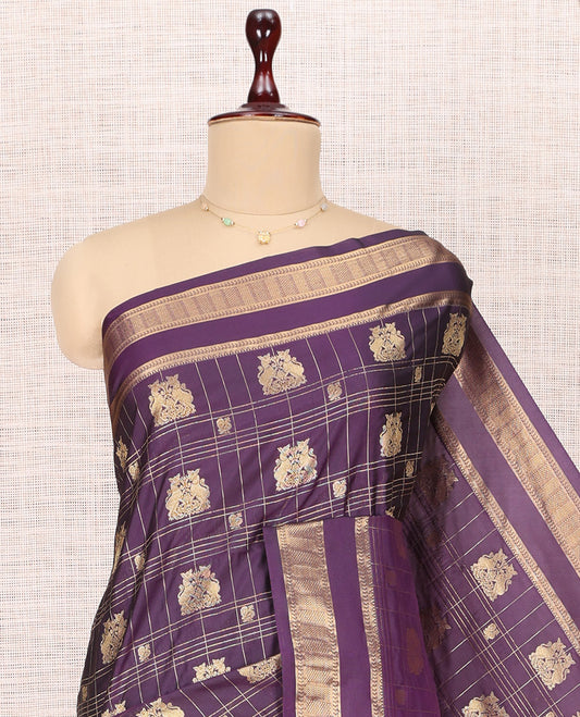 Purple Peacock Butta Budget Silk Saree