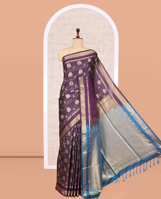 Purple Peacock Butta Budget Silk Saree