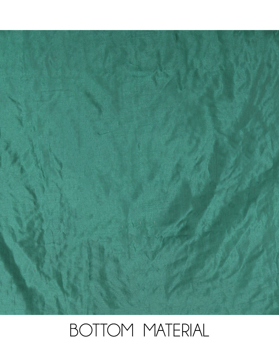 Bottle Green Vichitra Silk Material Chudidar Set Featuring Sequins-Thread-Embroidered Top, a Santoon Bottom, and a Matching Scallop-Embroidery Dupatta