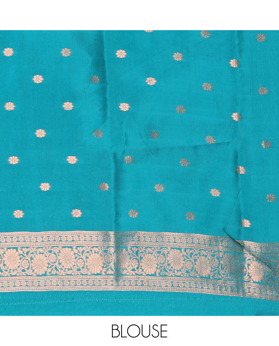 Ramar green kanchi tissue jacquard saree, traditional zari temple border, zari woven jaal pallu & contrast small buttas blouse