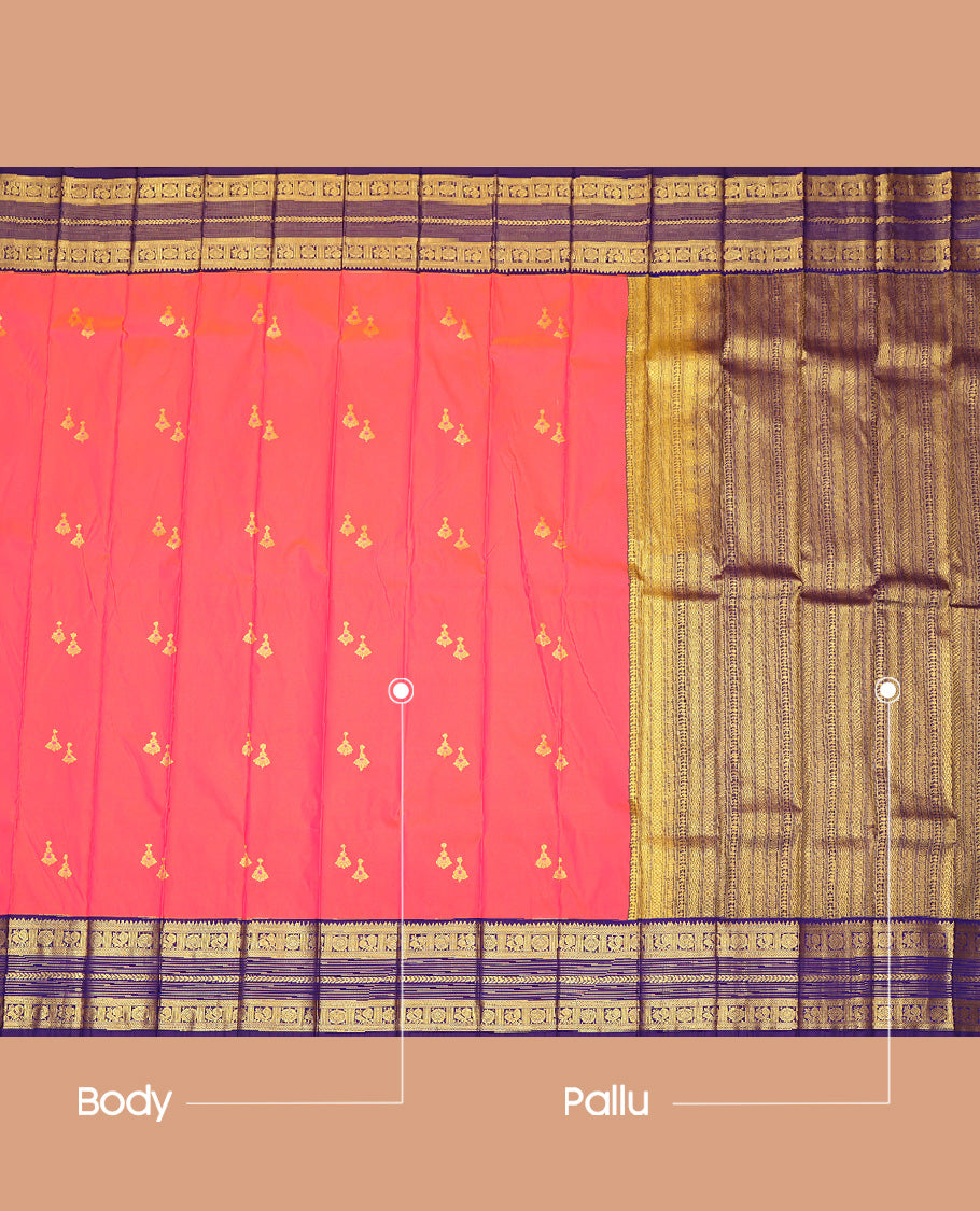 Pink Jhumkha Butta Budget Silk Saree