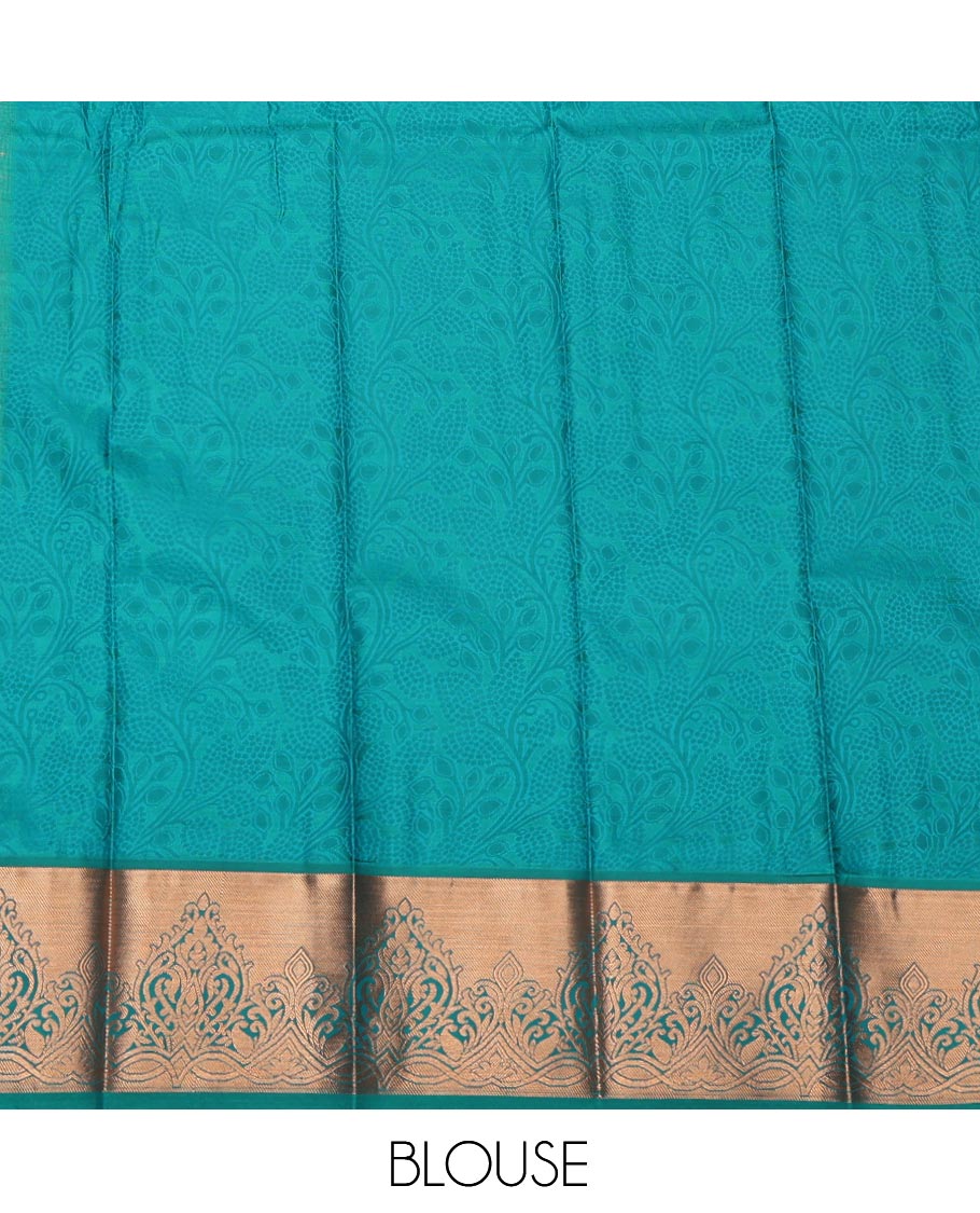 Red Budget Silk Saree, Bedecked with Jacquard Design, Complemented by a Contrast Zari Border, Grand Pallu, and a Contrast Blouse