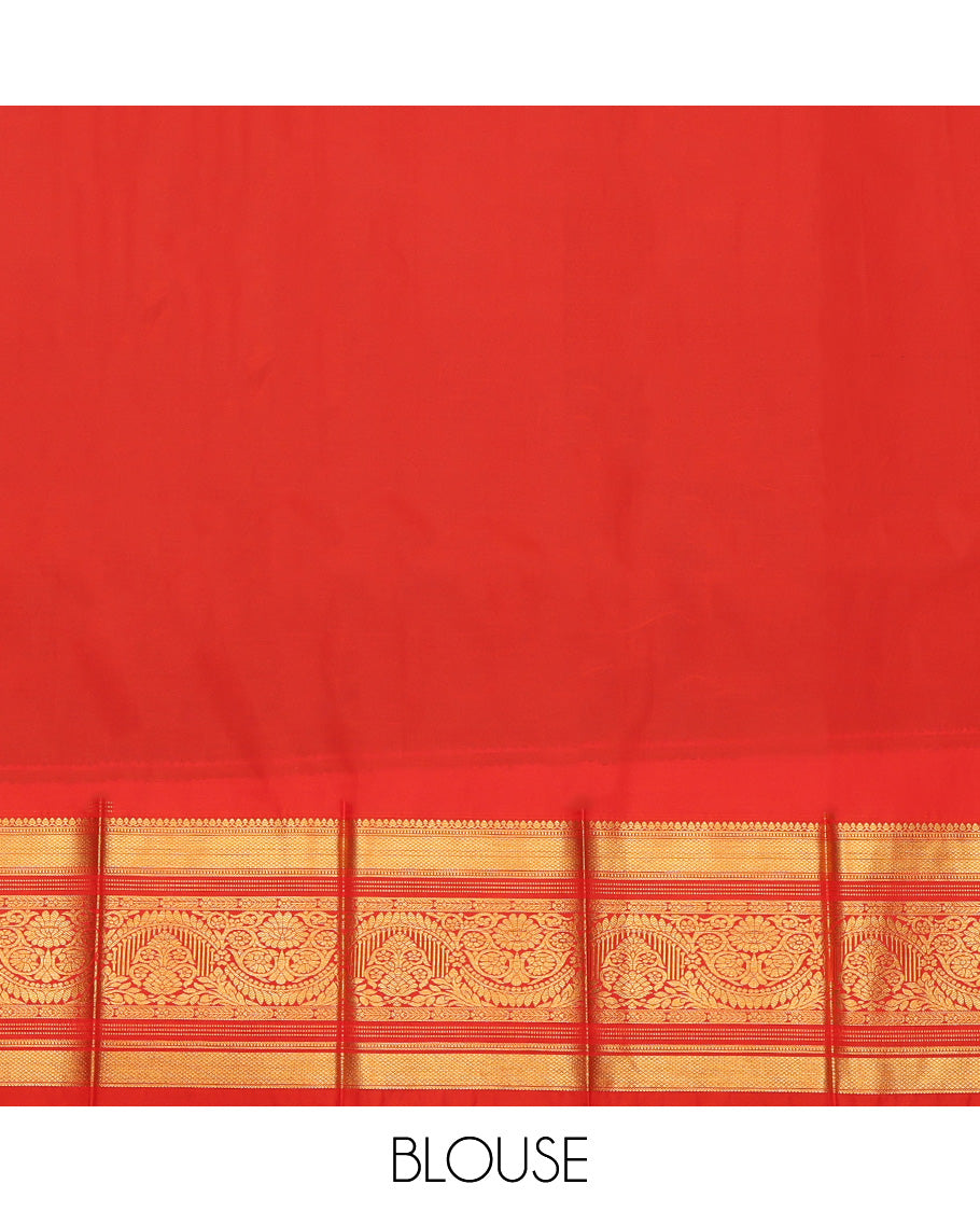 Blue Budget Silk Saree, Enlivened with Zari Buttas, Complemented by Contrast Traditional Zari Border, a Jaal Pallu and a Contrast Blouse