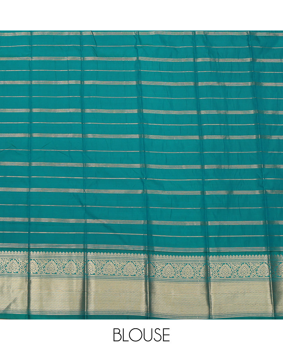 Blue Budget Silk Saree, Elevated with Zari Buttas and Checks, Complemented by a Contrast Traditional Zari Border, Grand Jaal Pallu, and Contrast Blouse