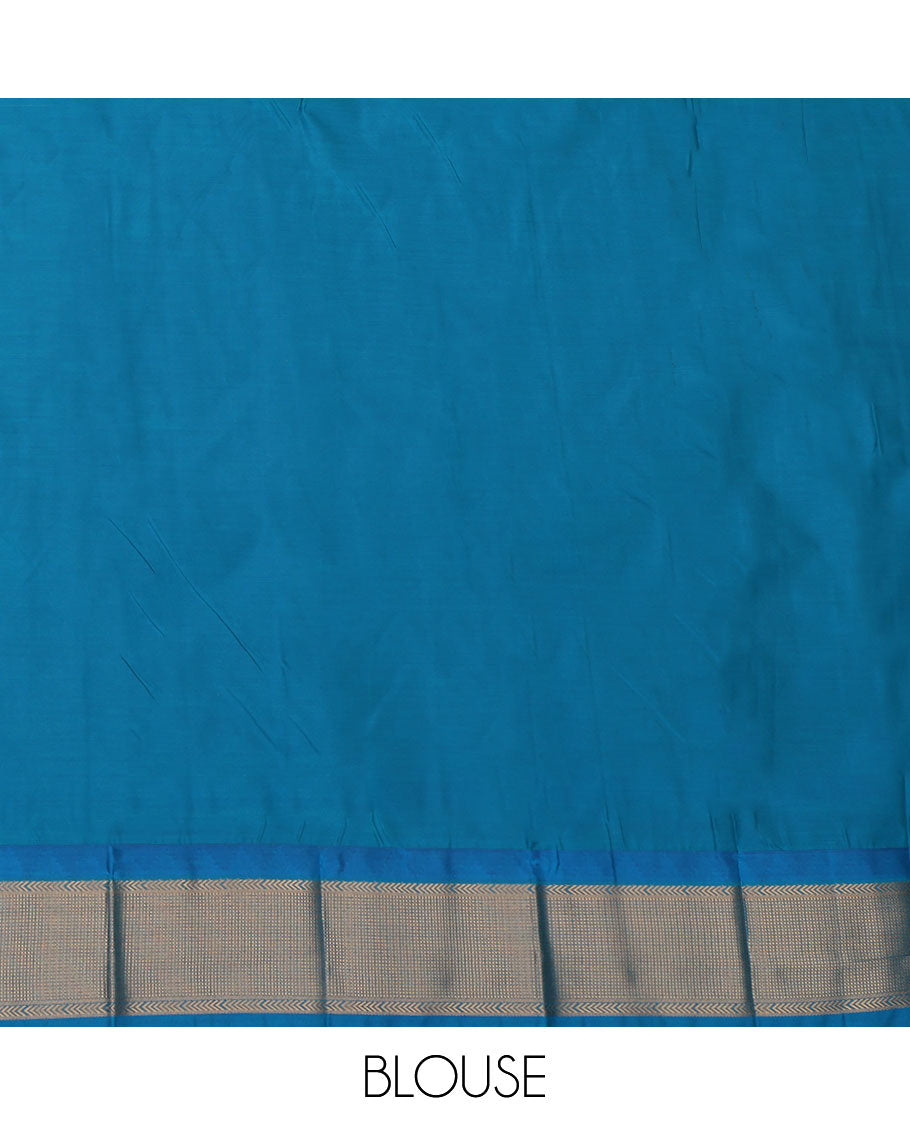 Yellow Budget Silk Saree, Sparsely Woven with Zari Buttas, a Contrast Traditional Zari Border, Grand Pallu, and a Contrast Blouse