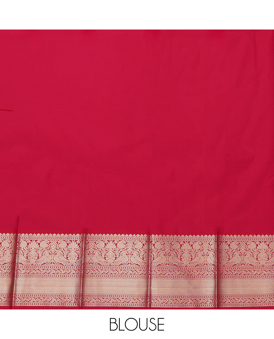 Lavender Budget Silk Saree, Beautified with Zari Buttas and Stripes, a Contrast Traditional Zari Border, Paisley Pallu, and a Contrast Blouse