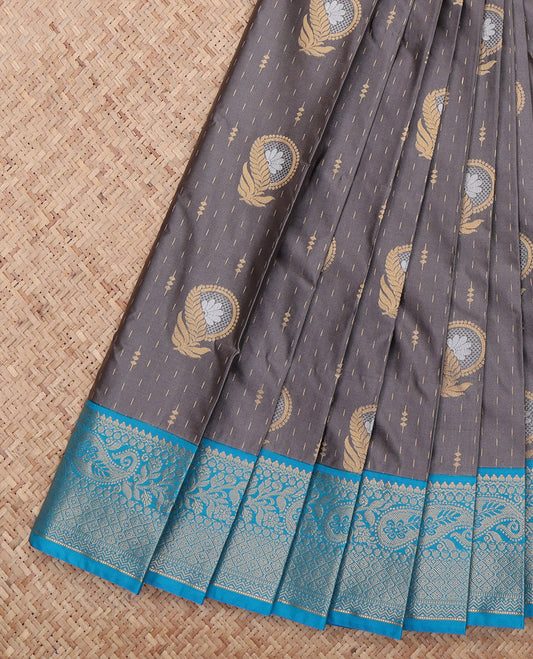 Grey Zari Border Budget Silk Saree