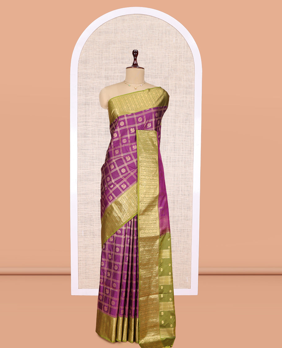 Purple Peacock Chakram Butta Budget Silk Saree
