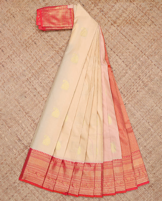 Light Sandal Paisley Buttas Budget Silk Saree