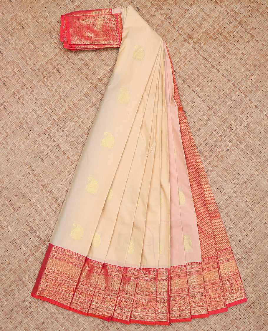 Light Sandal Paisley Buttas Budget Silk Saree