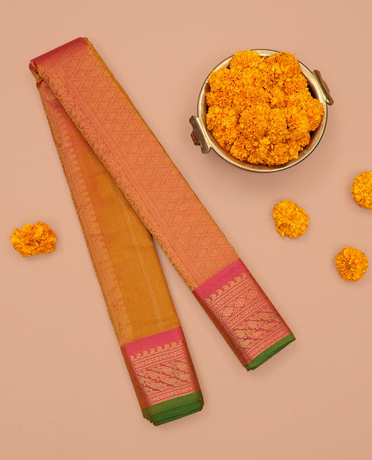 Yellow Gadwal Silk Mix Saree