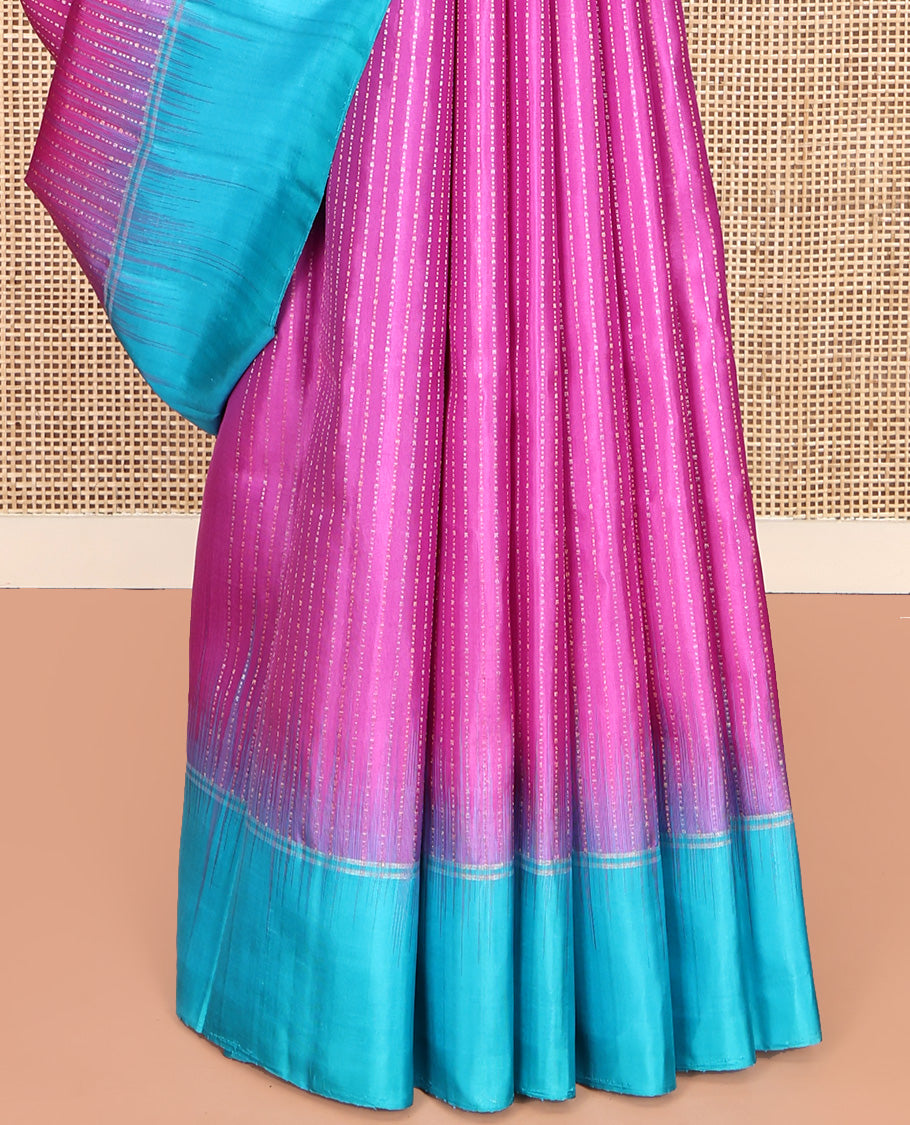 Purple Mayuri Soft Silk Saree, Subtly Sparkled With Stripes On Its Body, Complemented by Contrast Border, Pallu of Intricate Designs, and Paired with a Contrast Blouse