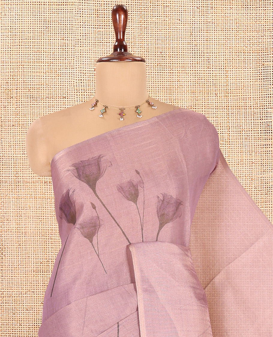 Borderless Purple Tissue Cotton Saree