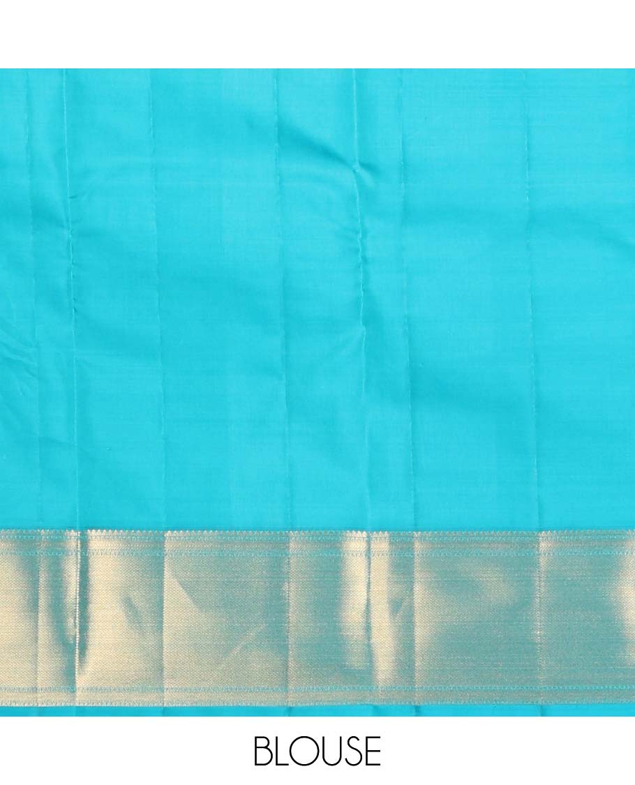 Blue zari buttas Vasundhara silk mix saree, thazampoo rekku traditional zari border & paiyadi kann pallu