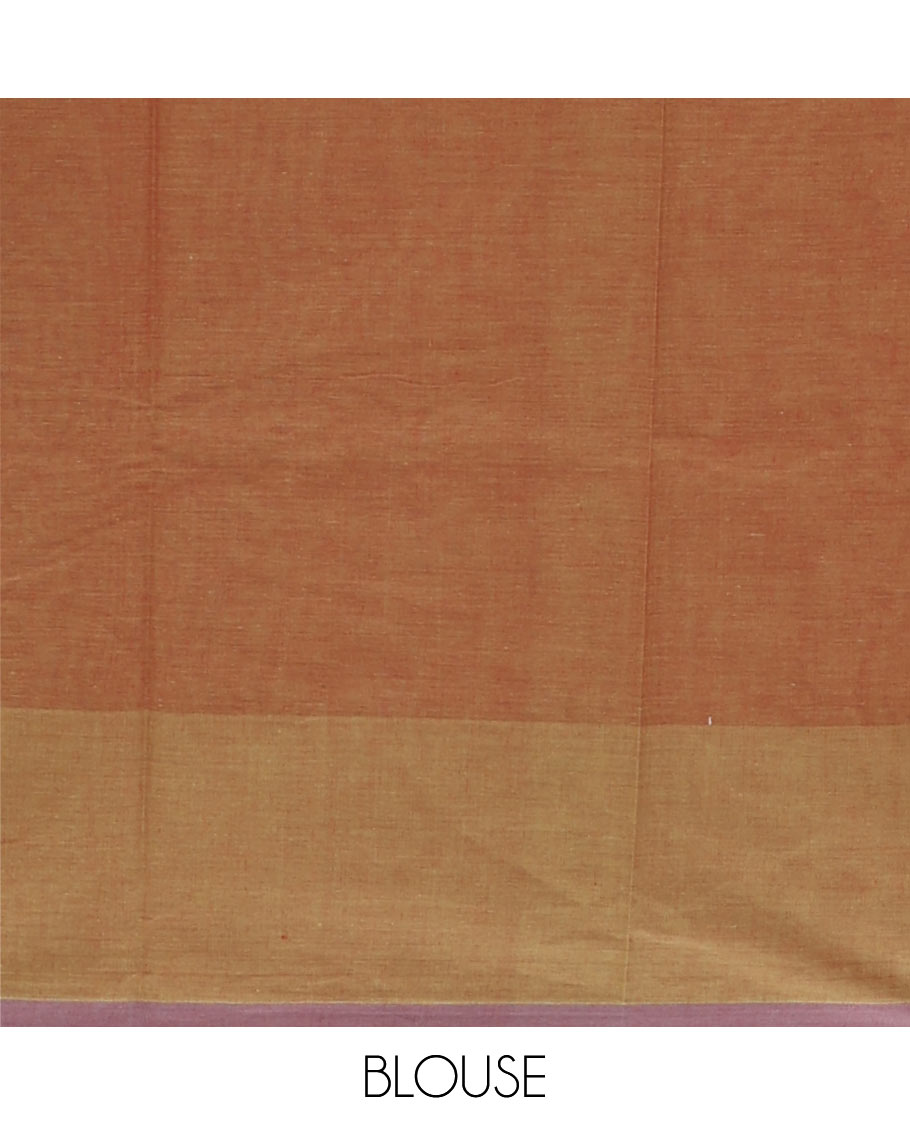 Manthulir color bird buttas Coimbatore cotton saree, contrast plain border & pallu steeped with bird motifs