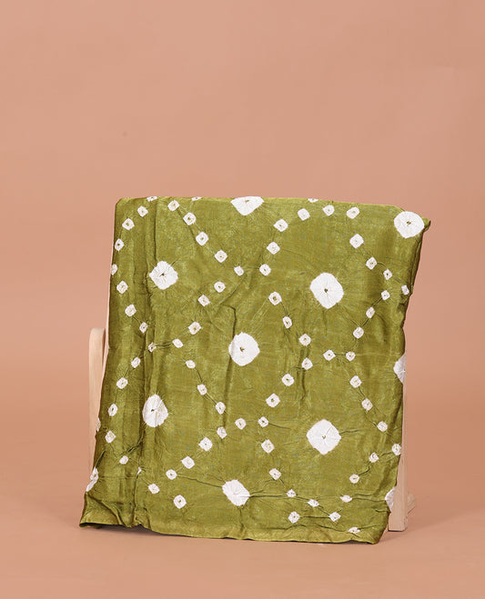 Borderless Green Bandhani Dola Silk Saree