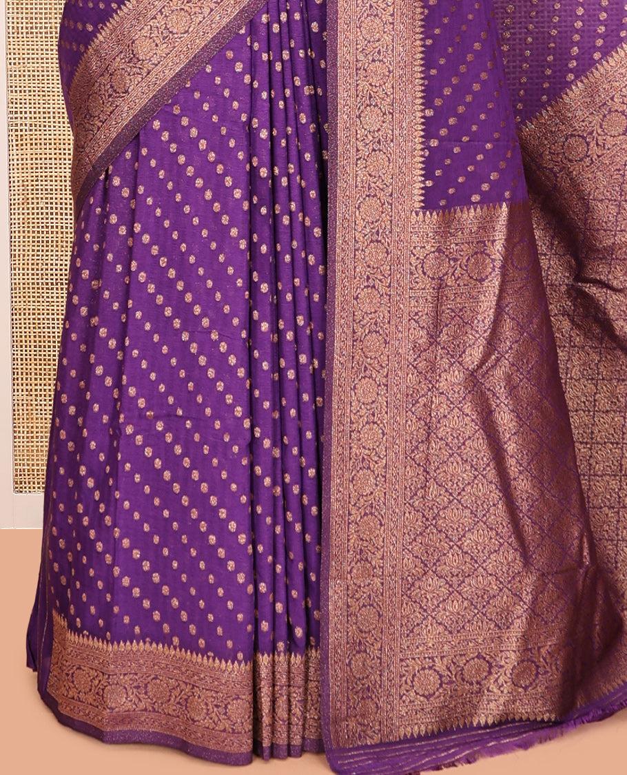 Purple Fancy Crepe Saree