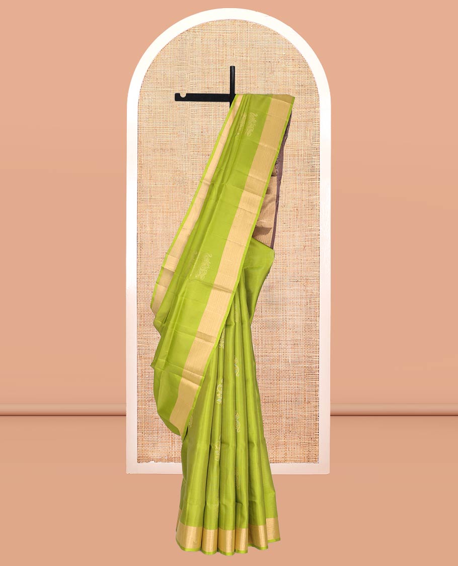 Parrot Green Mayuri Lite Silk Mix Saree