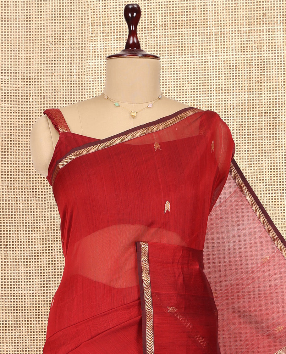Red Maheshwari Cotton Saree