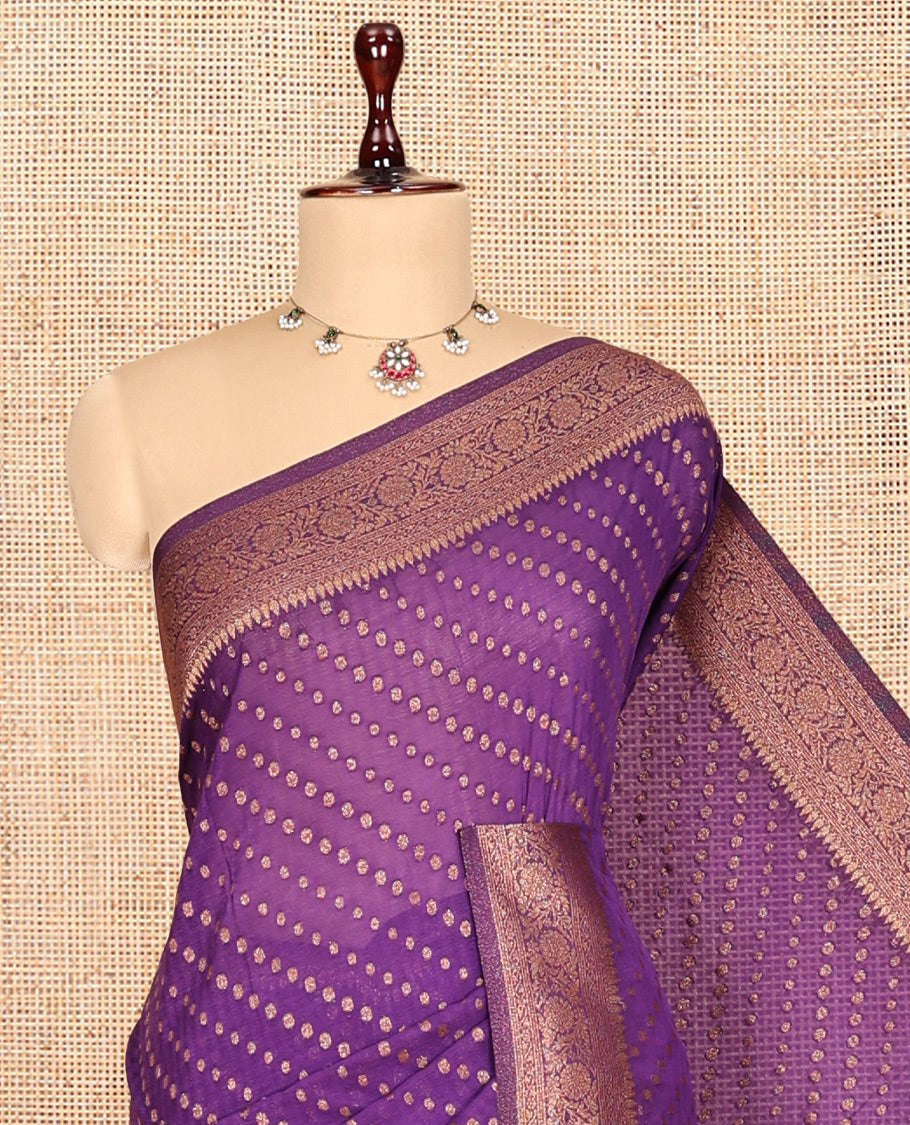 Purple Fancy Crepe Saree