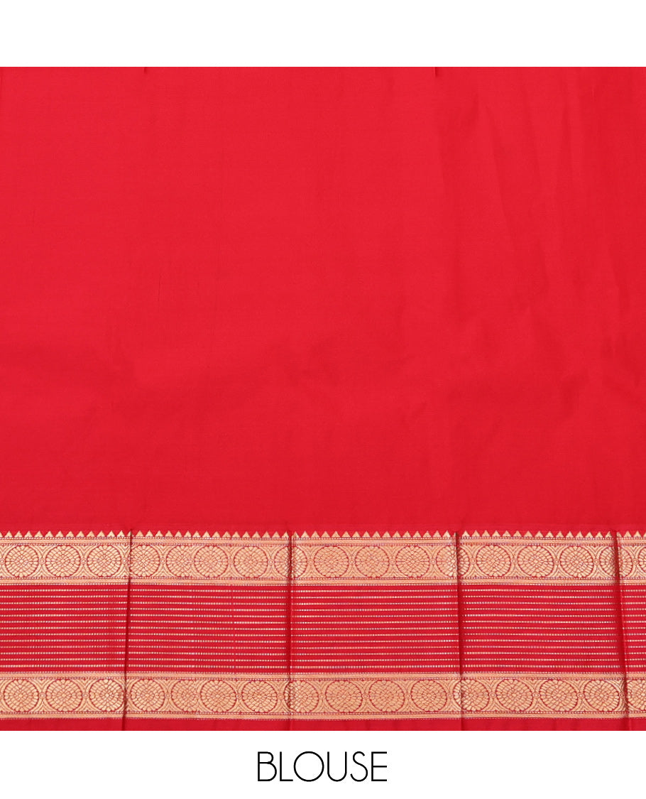 Grey Budget Silk Saree, Sparsely Threaded with Zari Buttas, Contrast Traditional Zari Border, Grand Pallu, and a Contrast Blouse