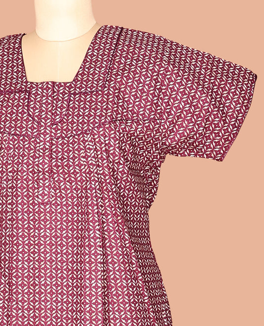 Maroon Cotton-Blended Nighty