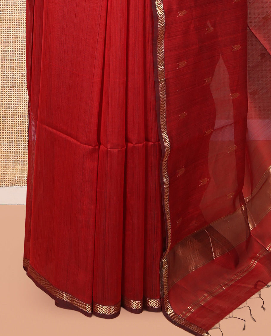 Red Maheshwari Cotton Saree