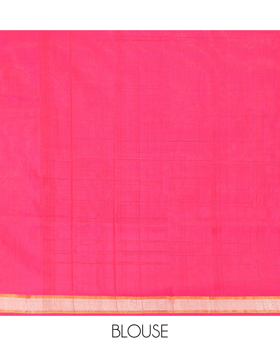 Orange Uppada Silk Saree, Decked Up with Paisley Buttas All Over Its Body, Complemented by Contrast Zari Bavanji Border, Pallu of Floral Designs, and Paired with a Contrast Blouse