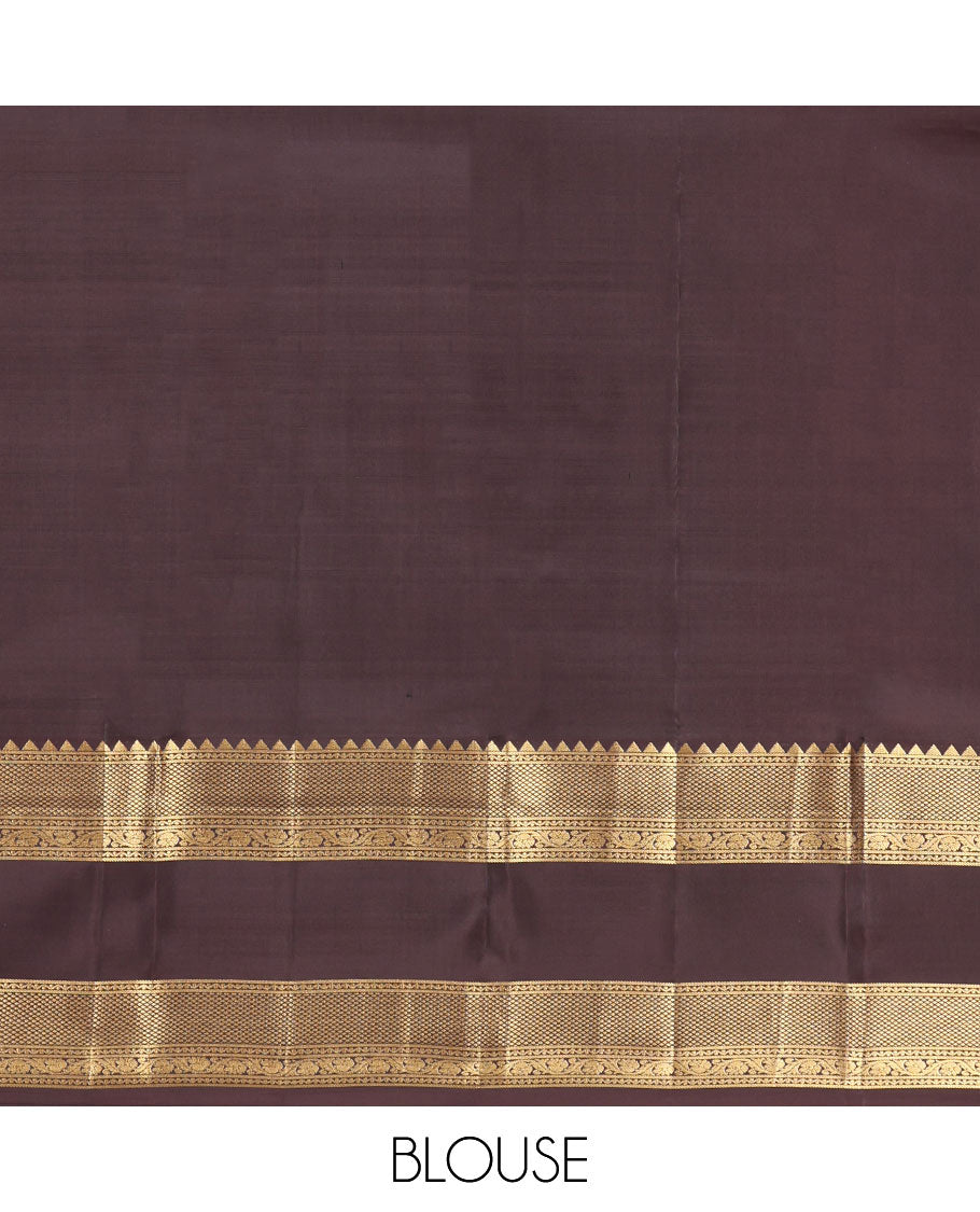 Purple Vasundhara Silk Saree, Bedecked with Zari Buttas and Micro-Checked Design All Over Its Body, Complemented by a Contrast Border of Rekku, Neli, Mayil Kann, and Kodi Visiry Designs, Gleaming Zari Pallu, and Paired with a Contrast Blouse