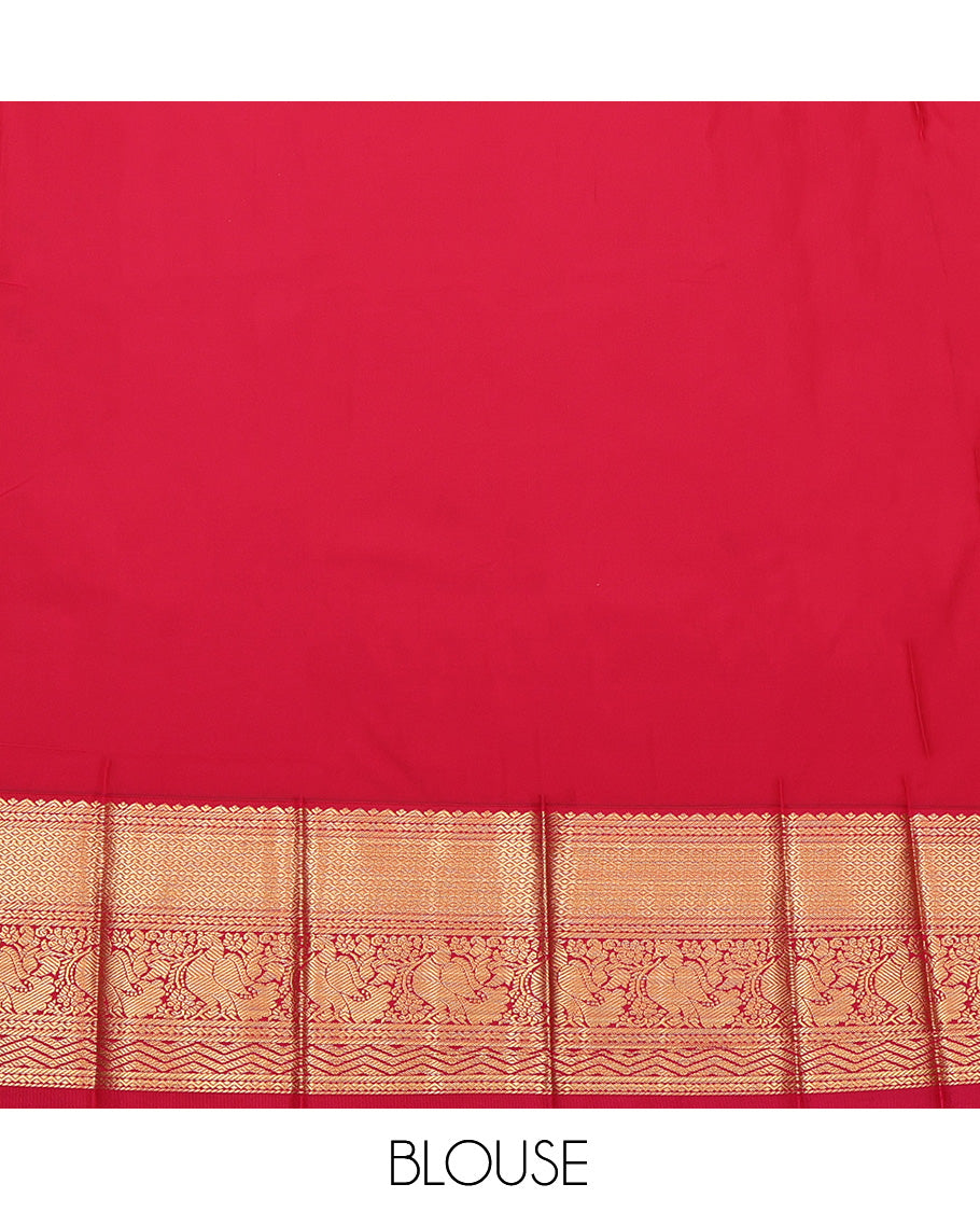 Blue Budget Silk Saree, Embellished with Zari Buttas, Complemented by Contrast Traditional Zari Border, Grand Pallu, and a Contrast Blouse