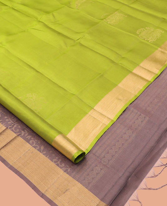 Parrot Green Mayuri Lite Silk Mix Saree