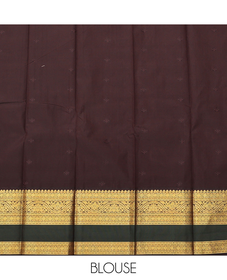 Pink Budget Silk Saree, Woven with Zari Buttas, Complemented by a Contrast Traditional Zari Rettai Pettu Border, Grand Pallu, and a Contrast Blouse