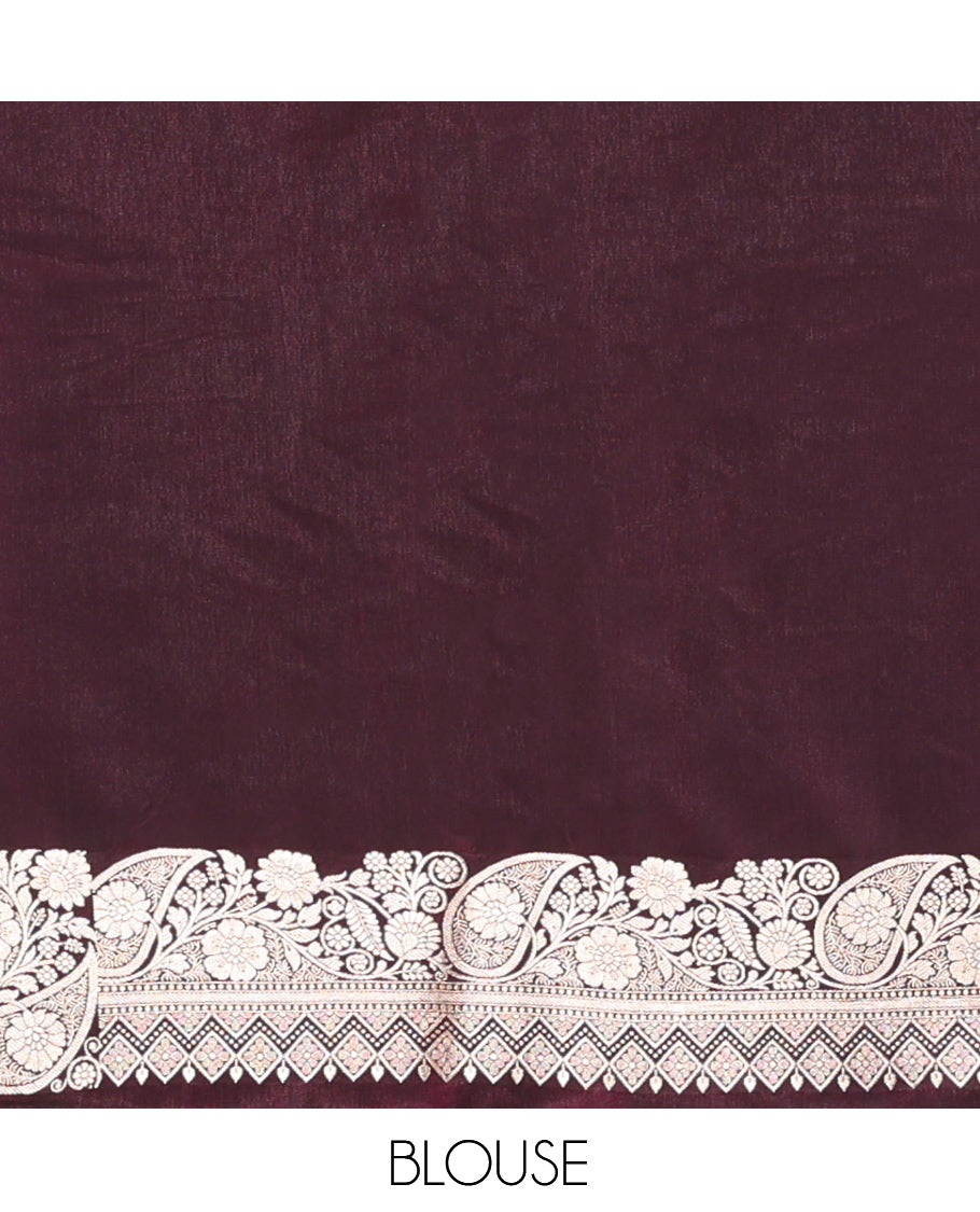 Burgundy Semi-Banaras Nylon Saree