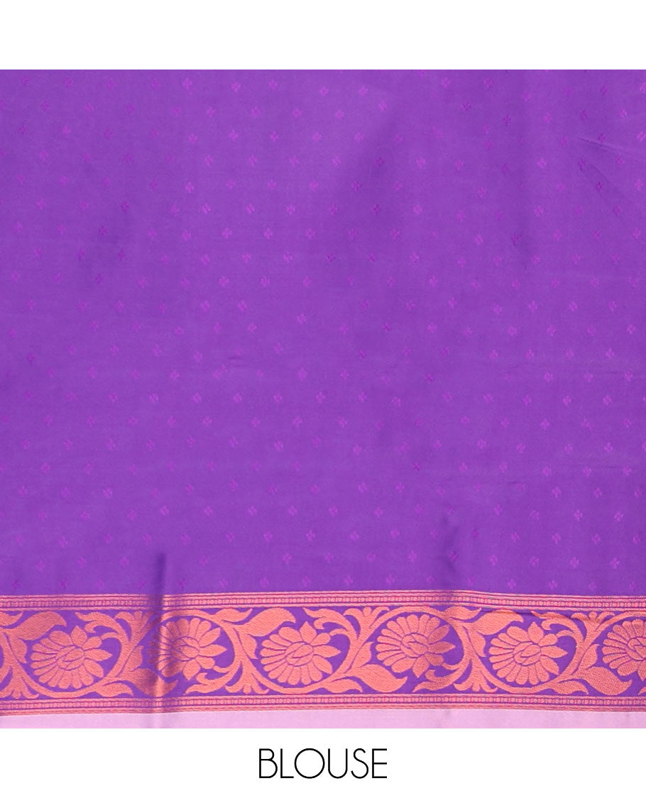 Blue ikkat geometric motifs butter silk saree with contrast floral zari border & intricate floral zari pallu