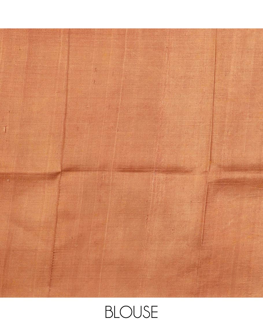 Brown ajrak style floral design printed silk saree with contrast border