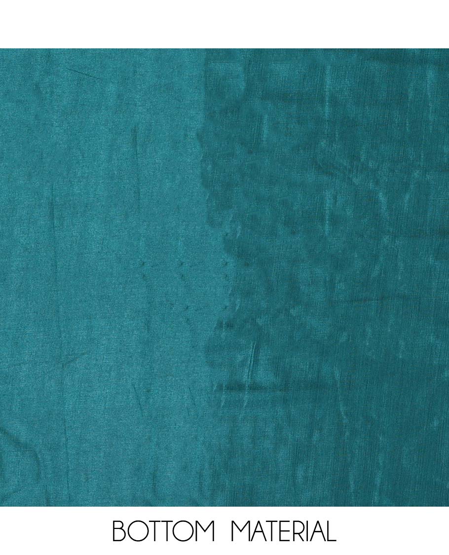 Green chudidhar material set floral embroidered top, plain bottom & floral embroidered dupatta