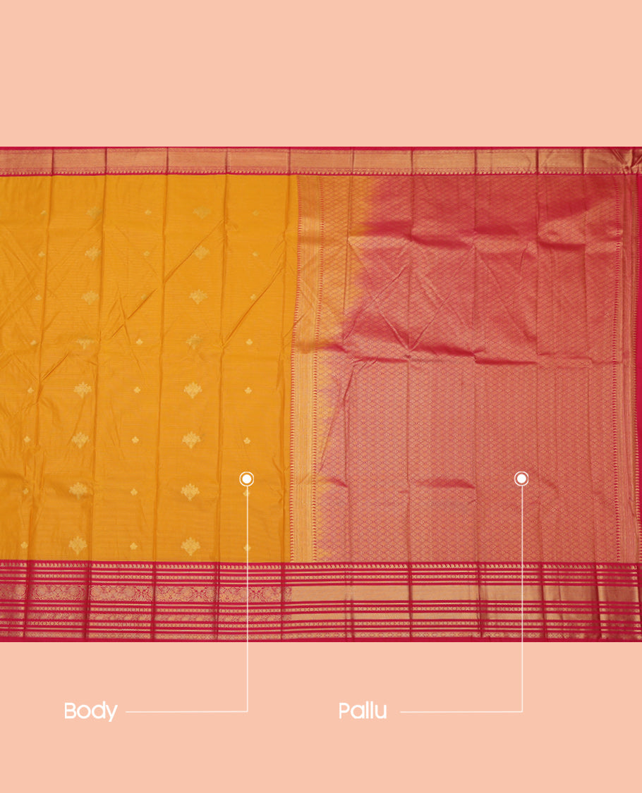 Orange Threaded Stripes Budget Silk Saree