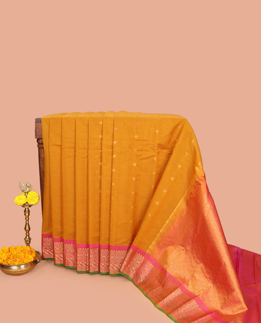 Yellow Gadwal Silk Mix Saree