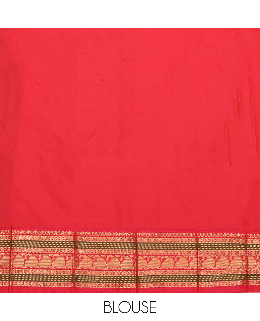 Blue Budget Silk Saree, Woven with Paisley Buttas, a Contrast Traditional Zari Border, Grand Pallu, and a Contrast Blouse