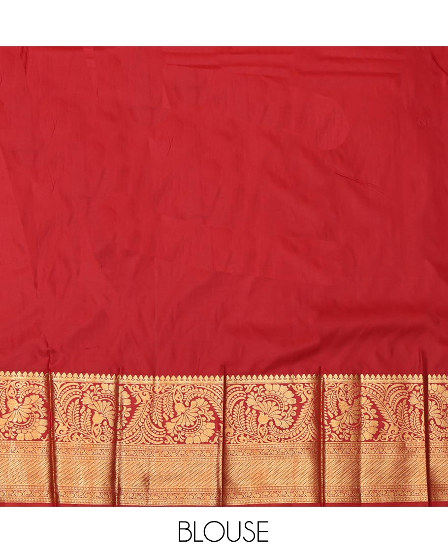 Blue Budget Silk Saree, Highlighted with Zari Buttas and Checks, Complemented by Contrast Traditional Zari Border, Intricate Pallu, and Contrast Blouse