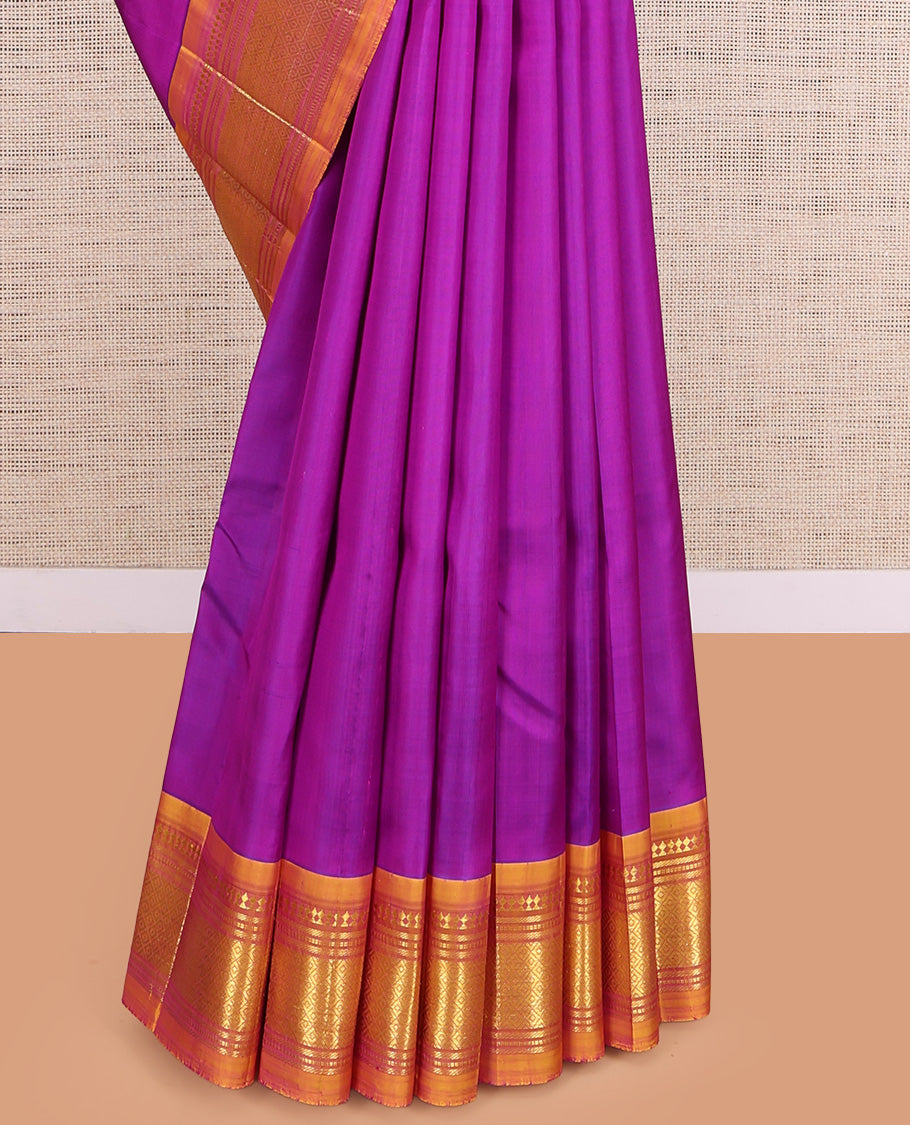 Purple Contrast Kanchipuram Silk Saree