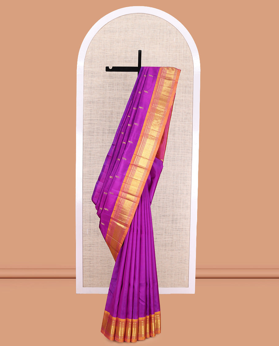 Purple Contrast Kanchipuram Silk Saree
